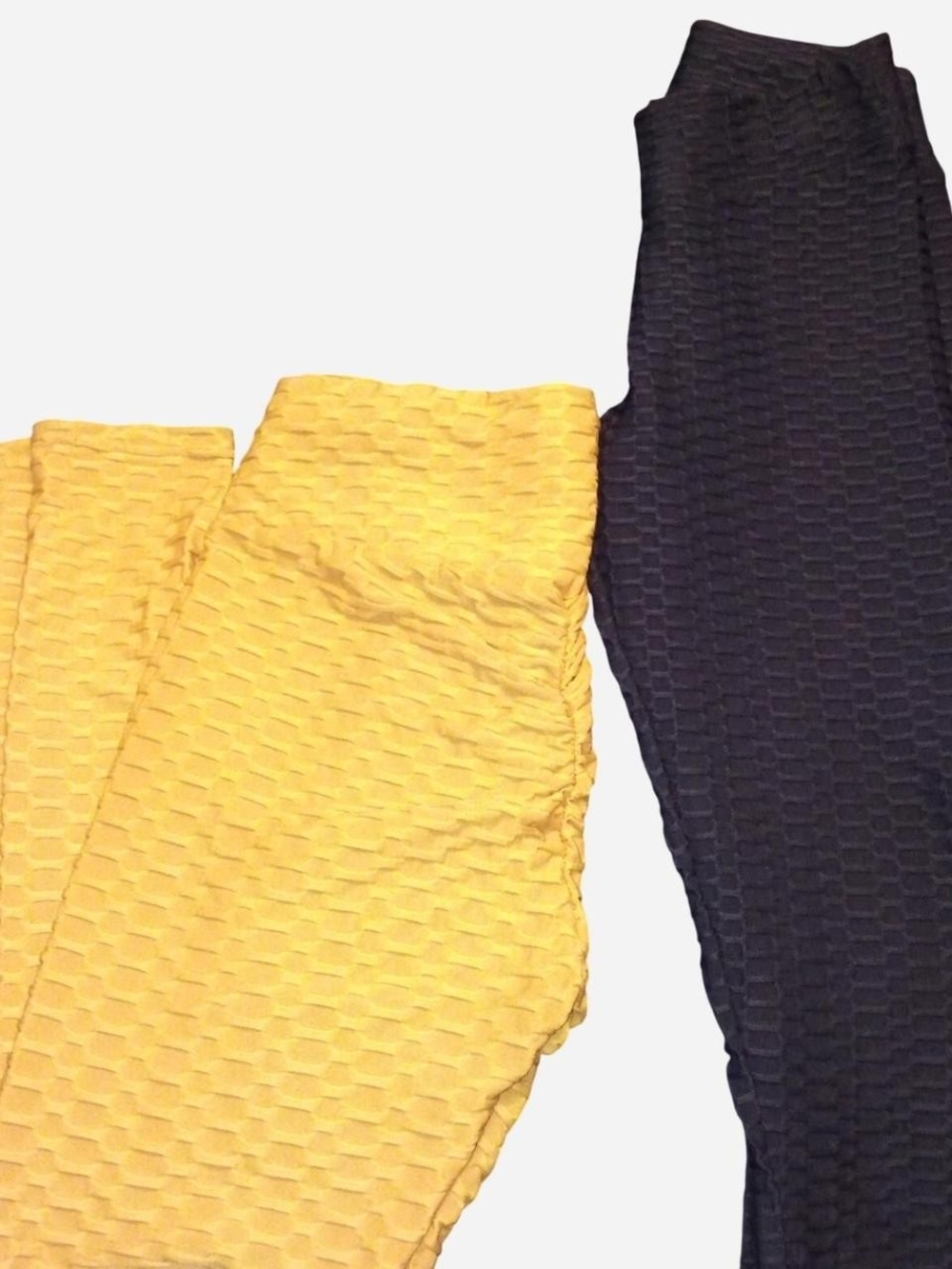 Gold and Black  Textured Leggings - Comfortable Stretch Bottoms
